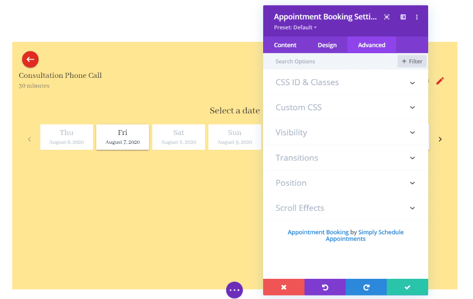 Simply Schedule Appointment Module Settings