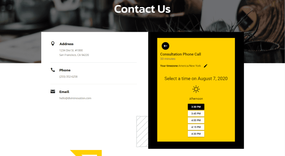 Simply Schedule Appointments Divi Example
