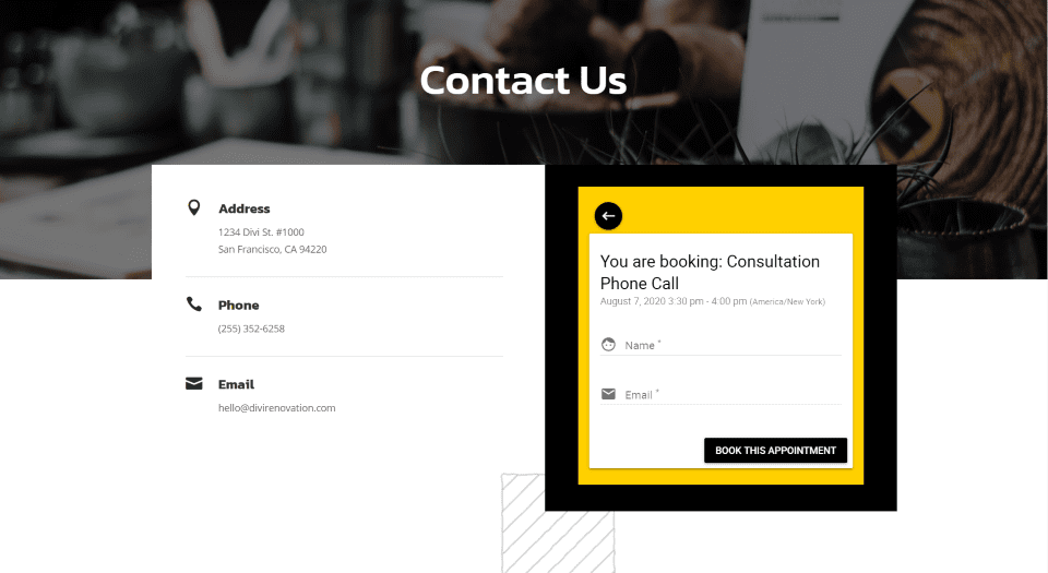 Simply Schedule Appointments Divi Example