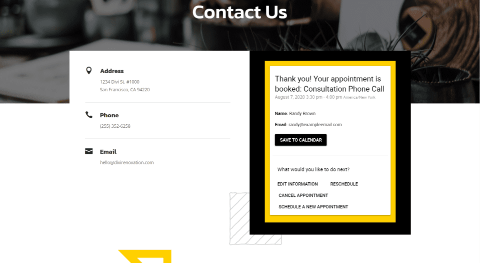 Simply Schedule Appointments Divi Example