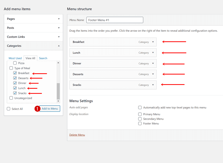 post category menu widgets