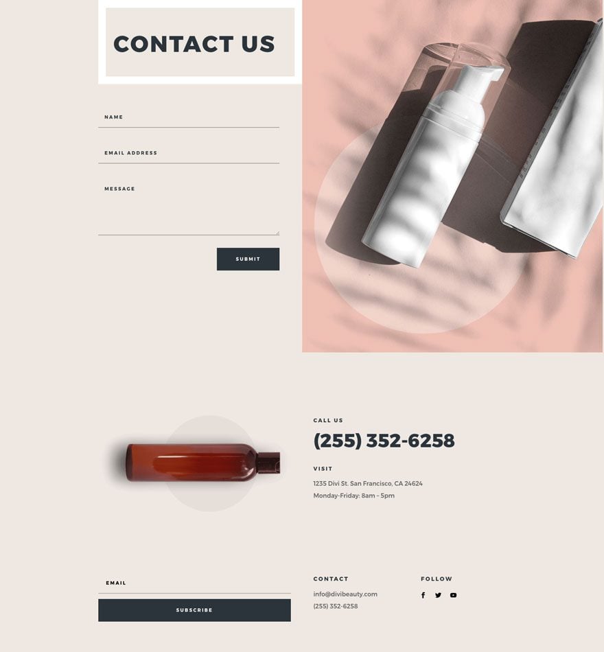 divi beauty product layout pack