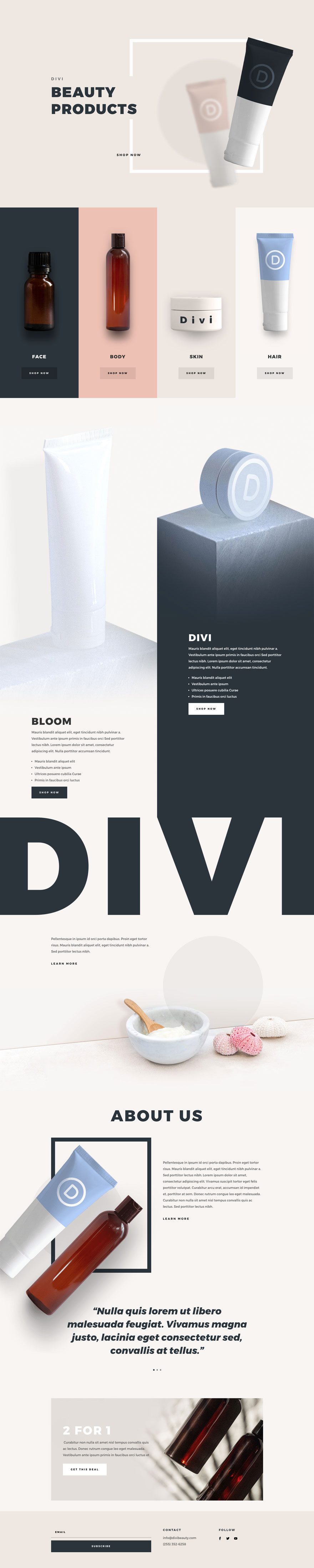 divi beauty product layout pack