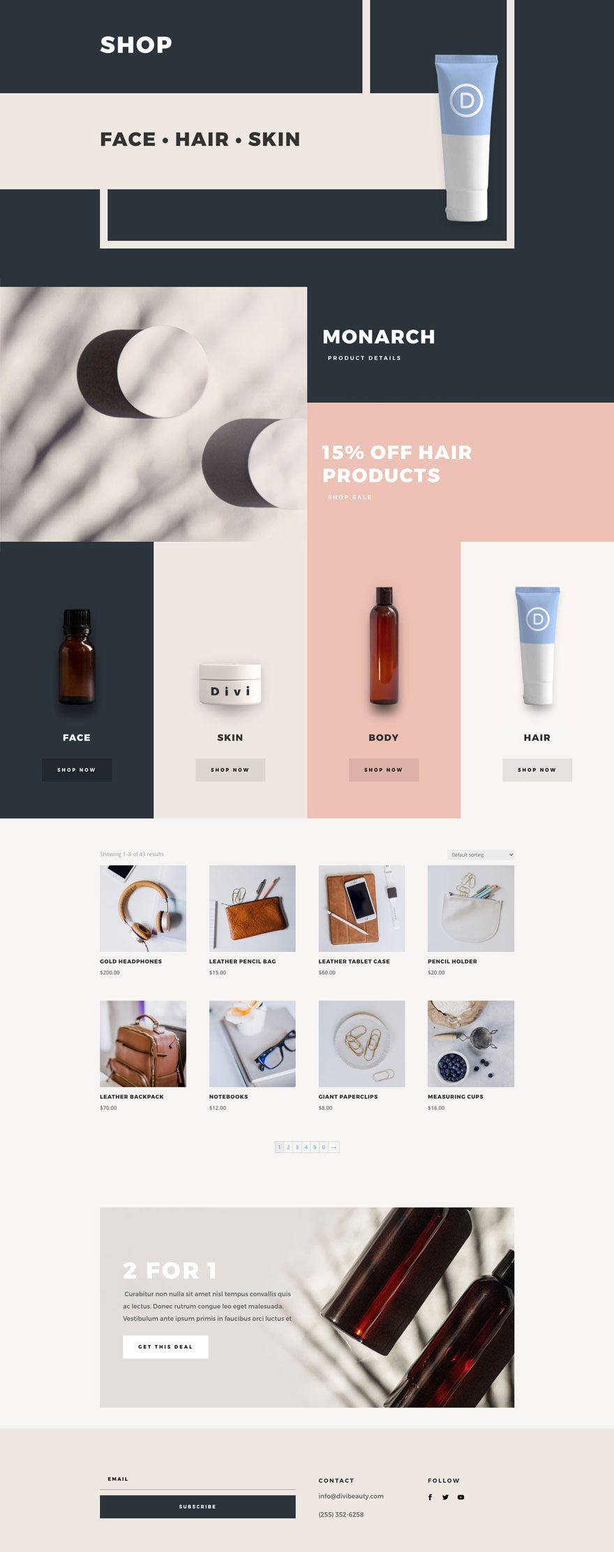 divi beauty product layout pack