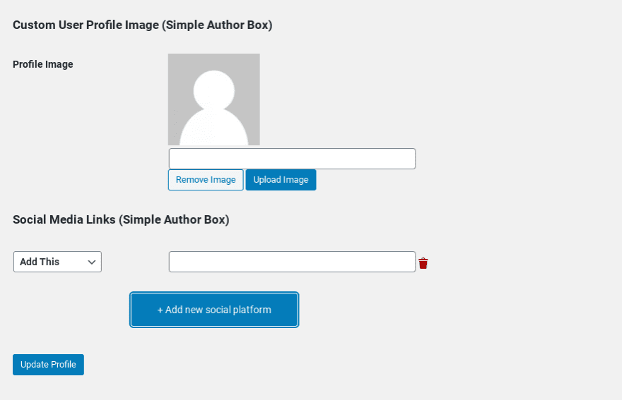 The 'Customer User Profile' settings in WordPress.