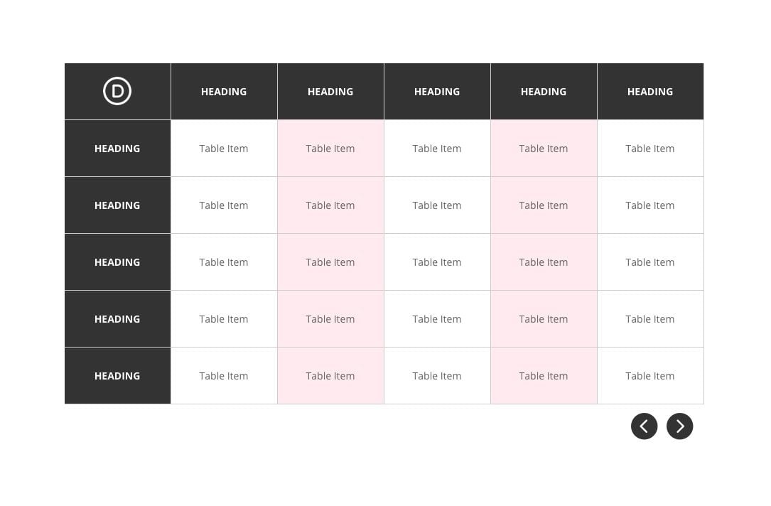 divi table with horizontal scroll