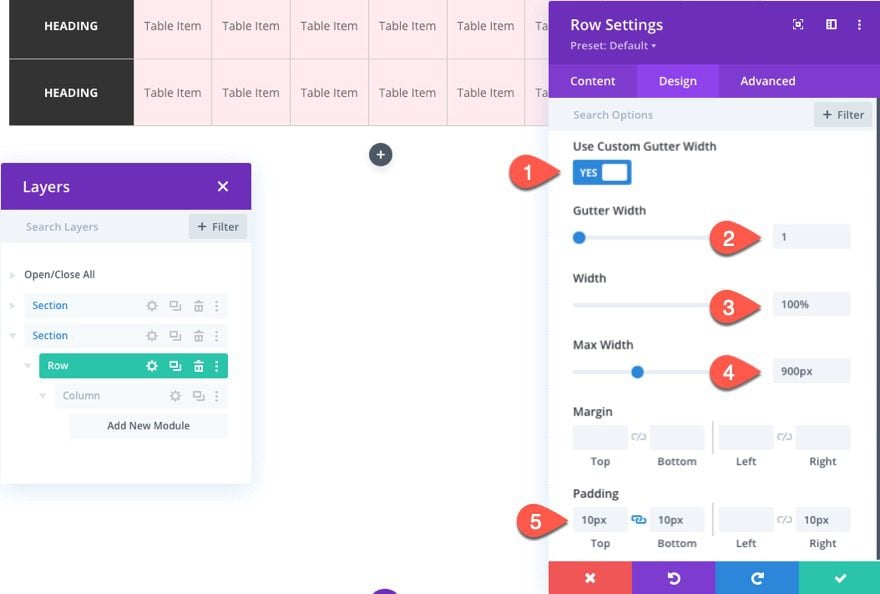 divi table with horizontal scroll