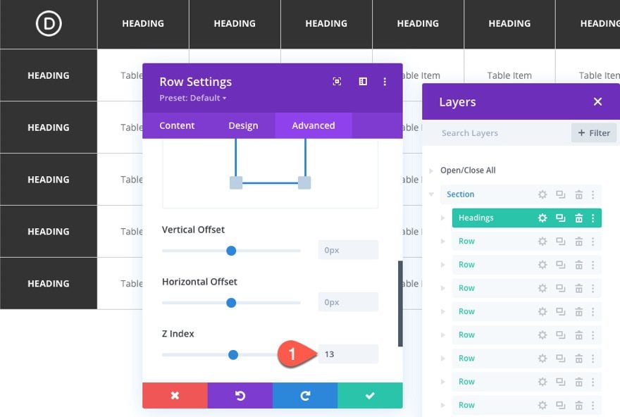 divi table with horizontal scroll