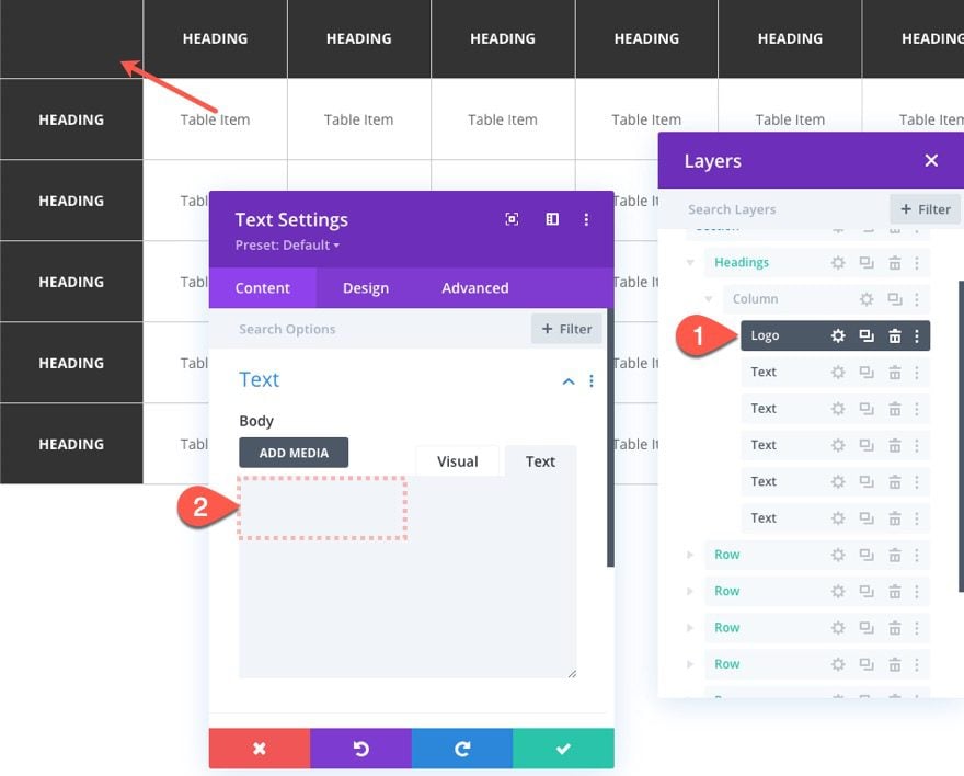 divi table with horizontal scroll