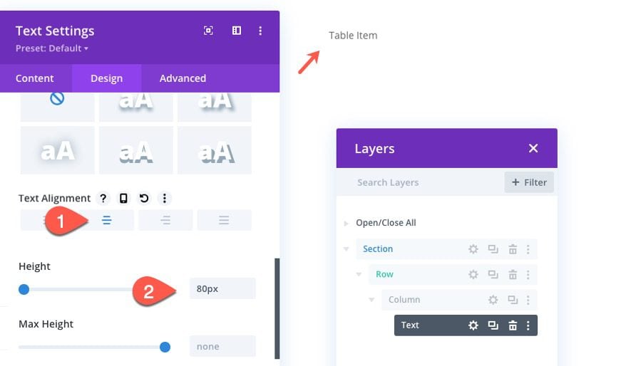 divi table with horizontal scroll