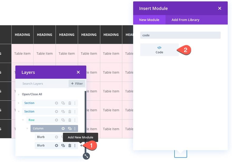 divi table with horizontal scroll