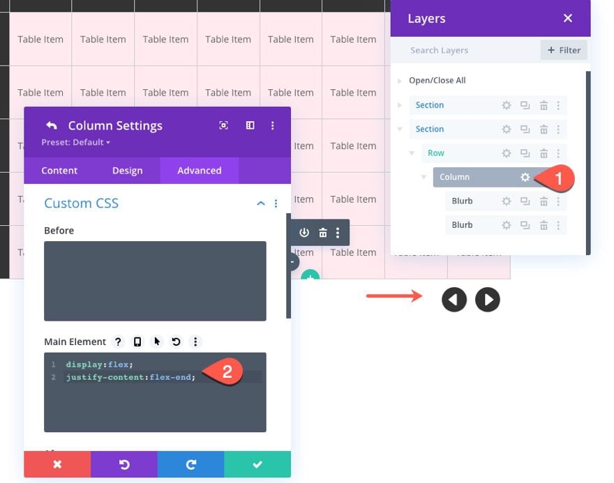 divi table with horizontal scroll