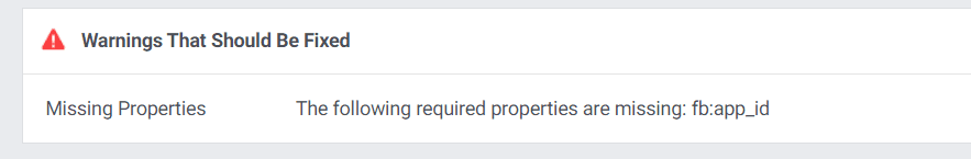 A warning in the Facebook Debugger.