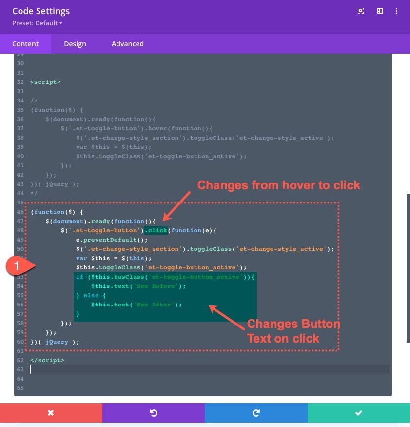 change style of multiple elements on click or hover in divi