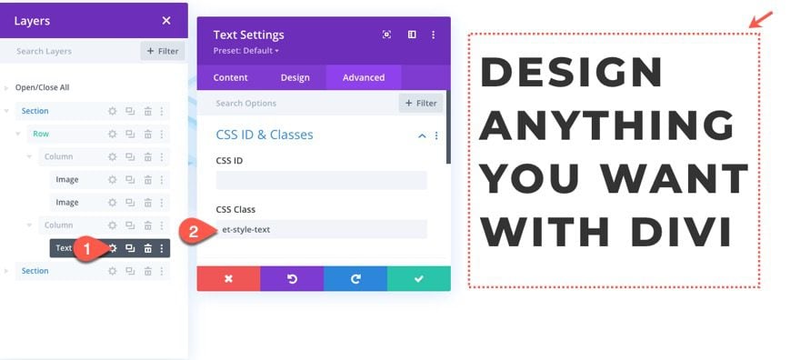 change style of multiple elements on click or hover in divi