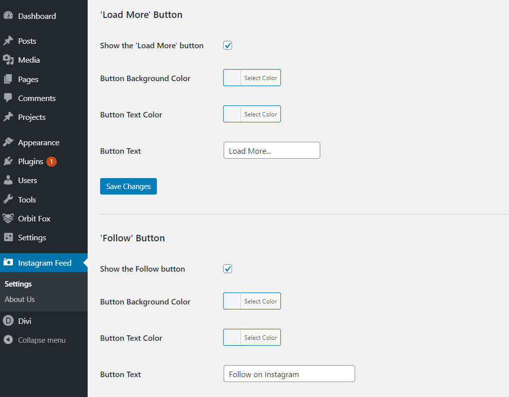 The Load More and Follow options.