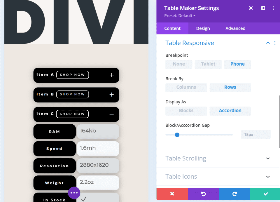 Table Maker Examples