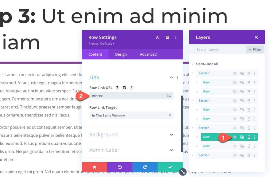 accordion using sticky page headings in divi