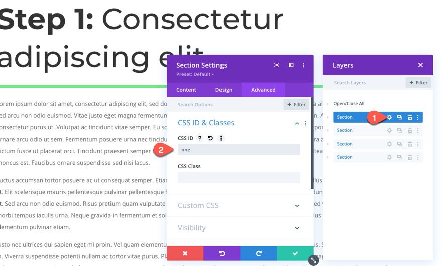 accordion using sticky page headings in divi