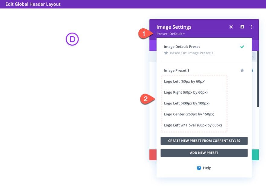 divi logo image global presets