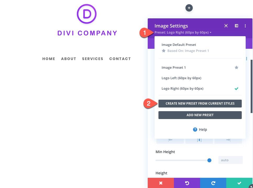 divi logo image global presets