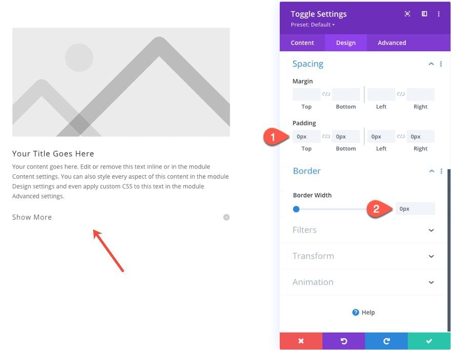 divi show more toggles