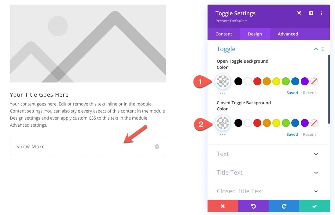 divi show more toggles