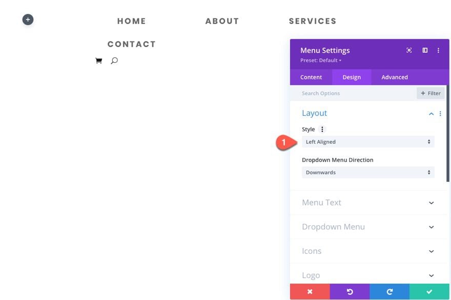 divi menu module global presets