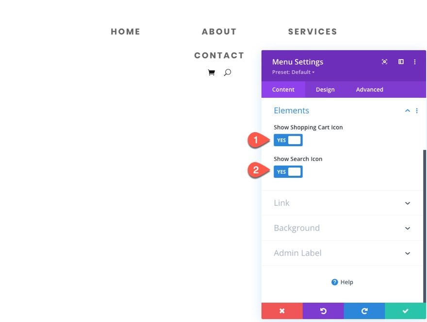 divi menu module global presets