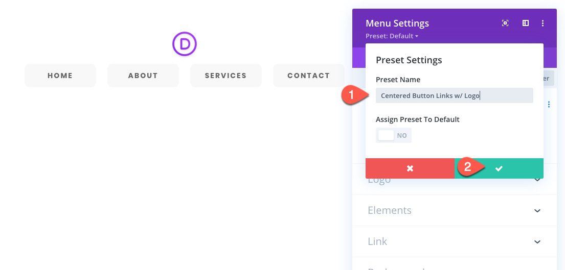 divi menu module global presets