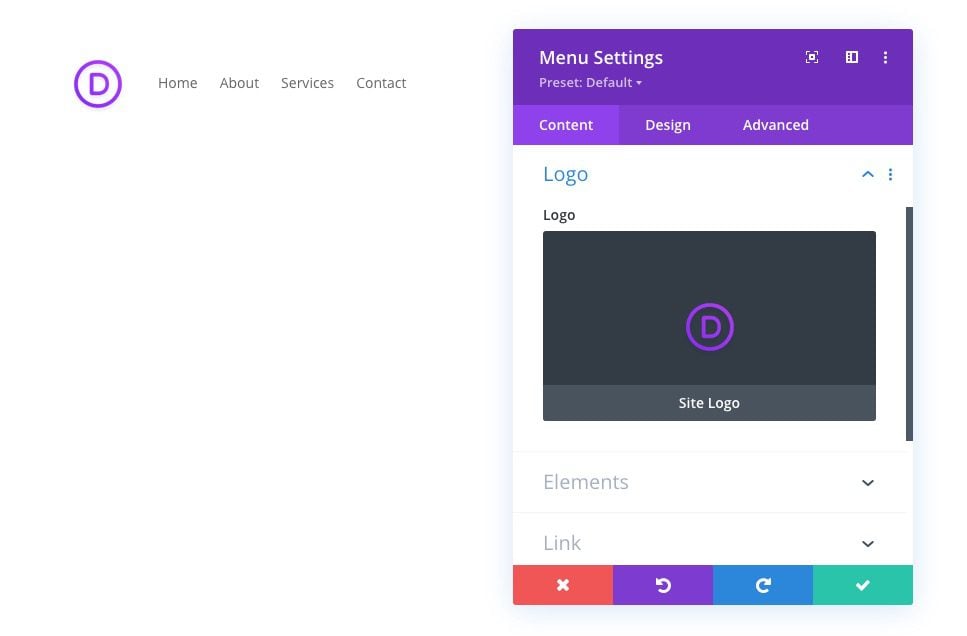 divi menu module global presets