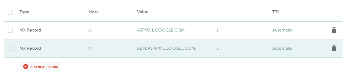 Examples of multiple MX records.