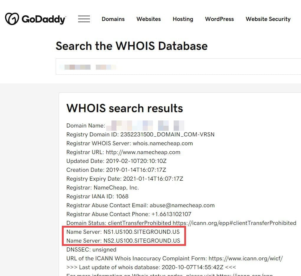 godaddy's whois tool