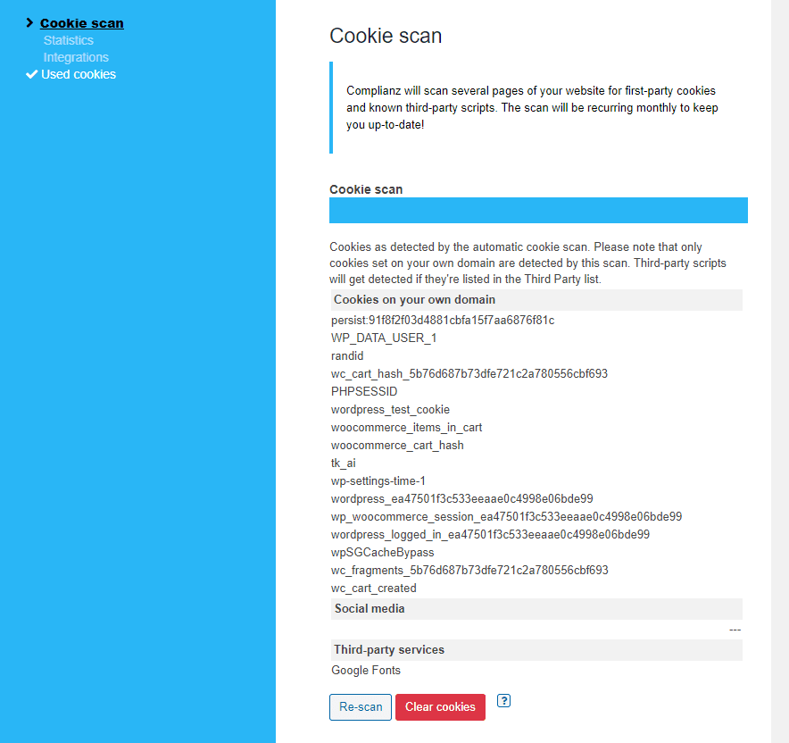 Running a cookie scan on your website.