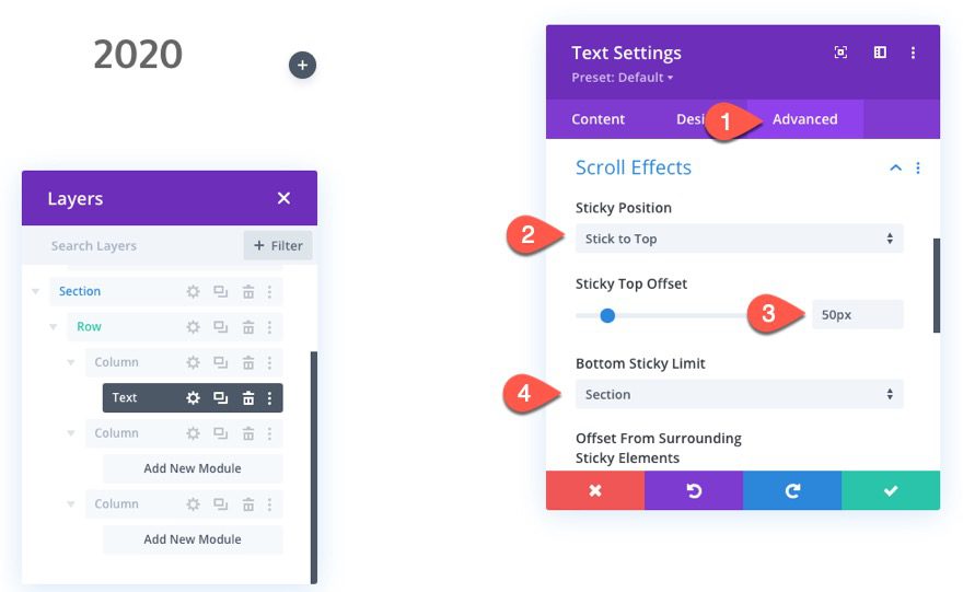 divi vertical sticky timeline