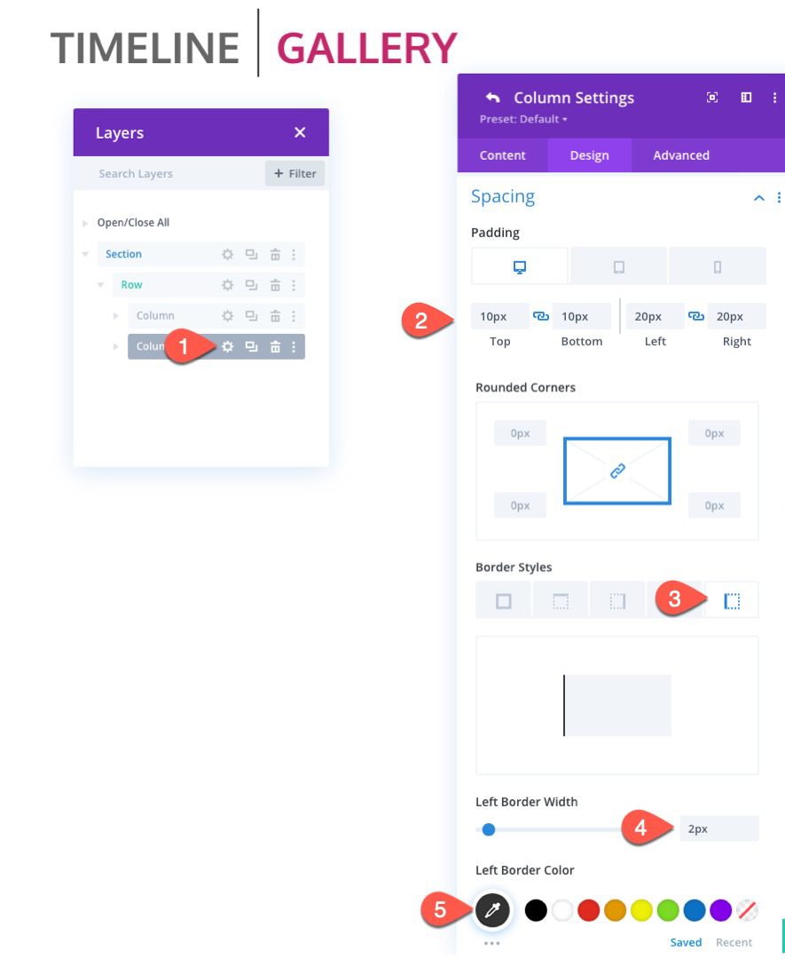 divi vertical sticky timeline