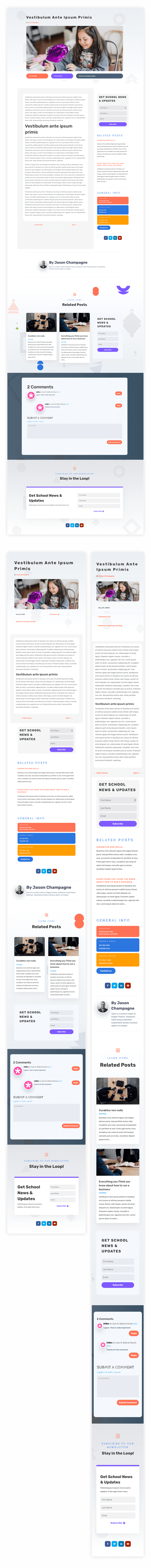 blog post template for Divi's Elementary School Layout Pack