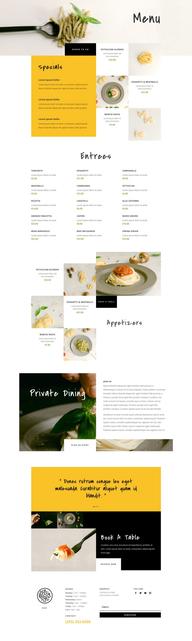 Italian restaurant website