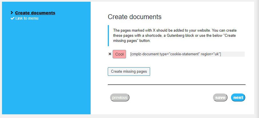 Generating a cookie policy page for UK users.