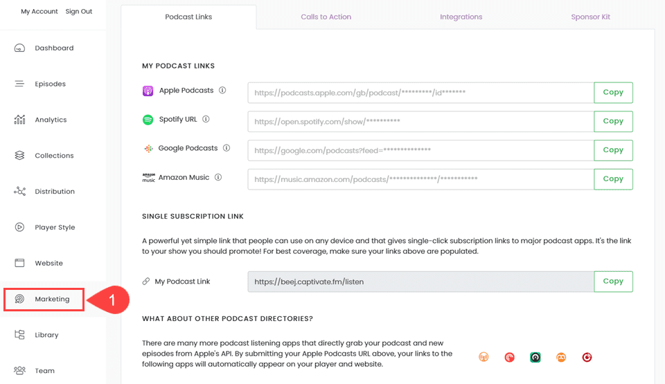 marketing tab for captivate