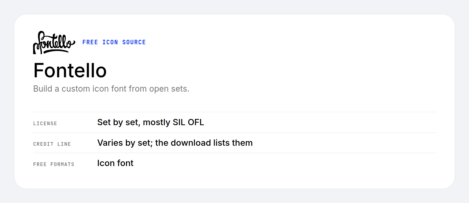 Fontello free icon terms at a glance