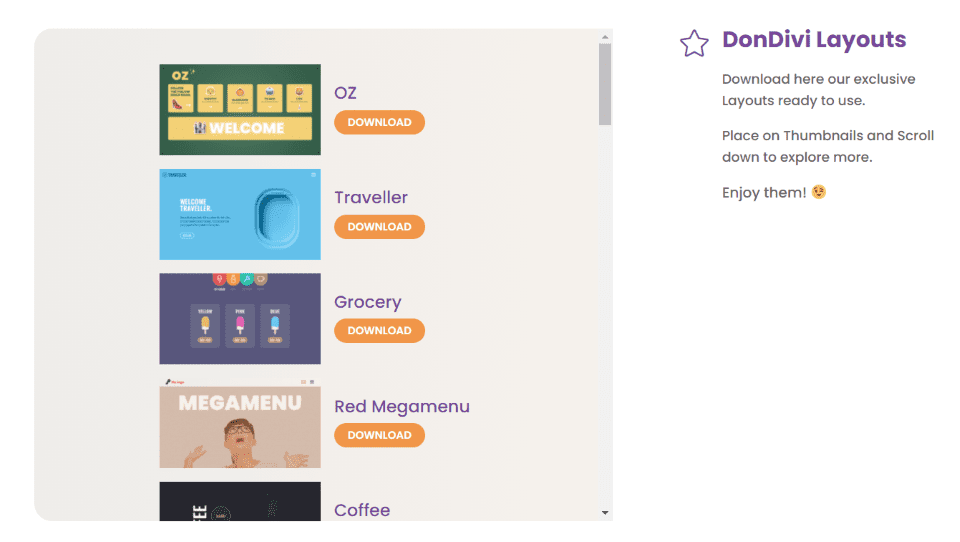 Free DiviMenus Layouts