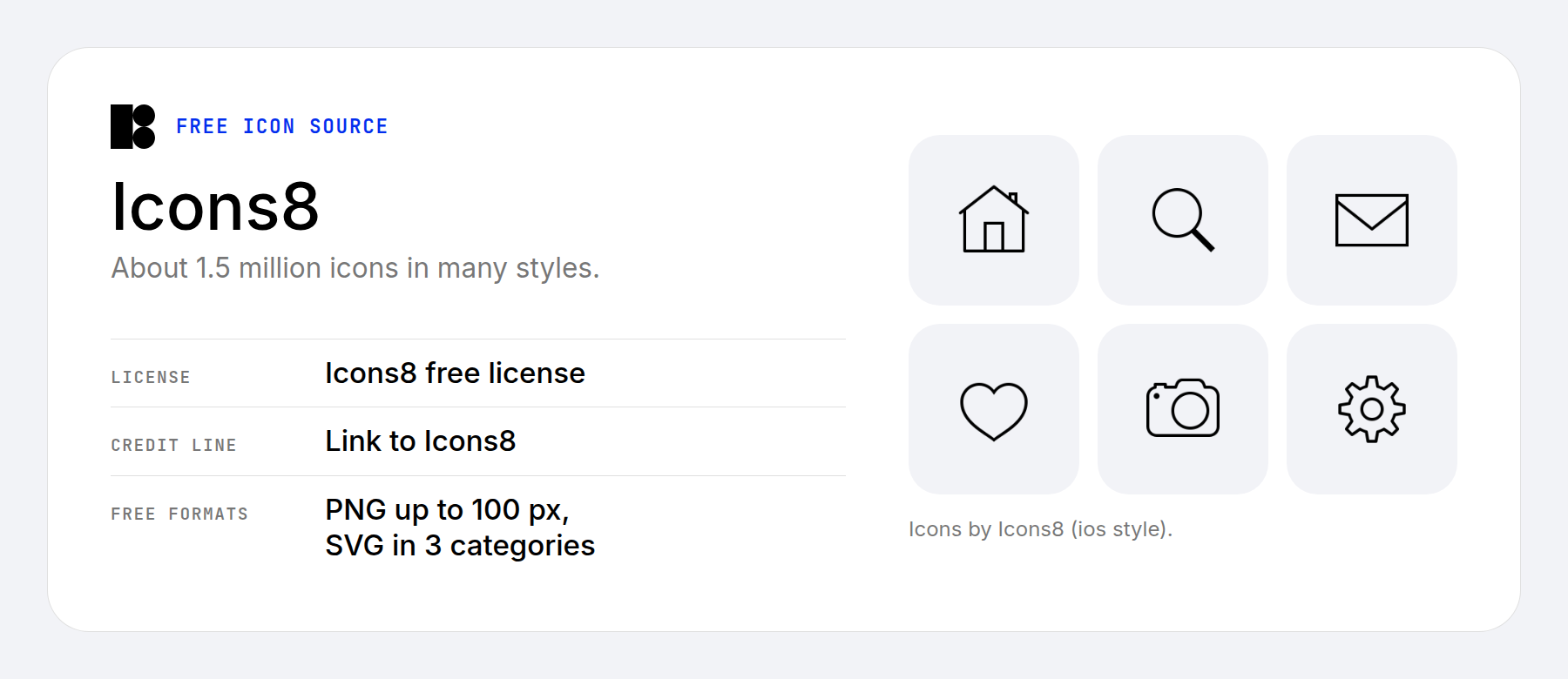 Icons8 free icon terms at a glance