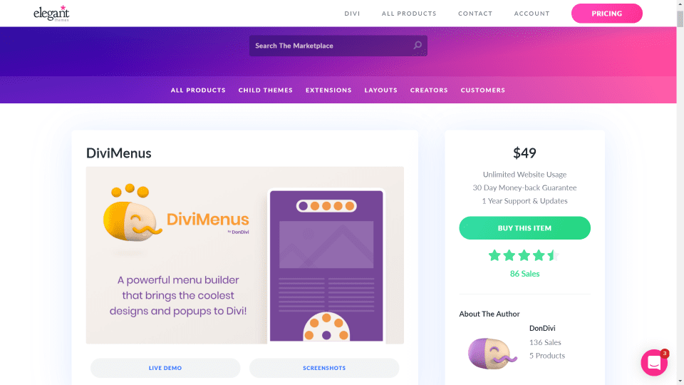 Purchase and Expand DiviMenus