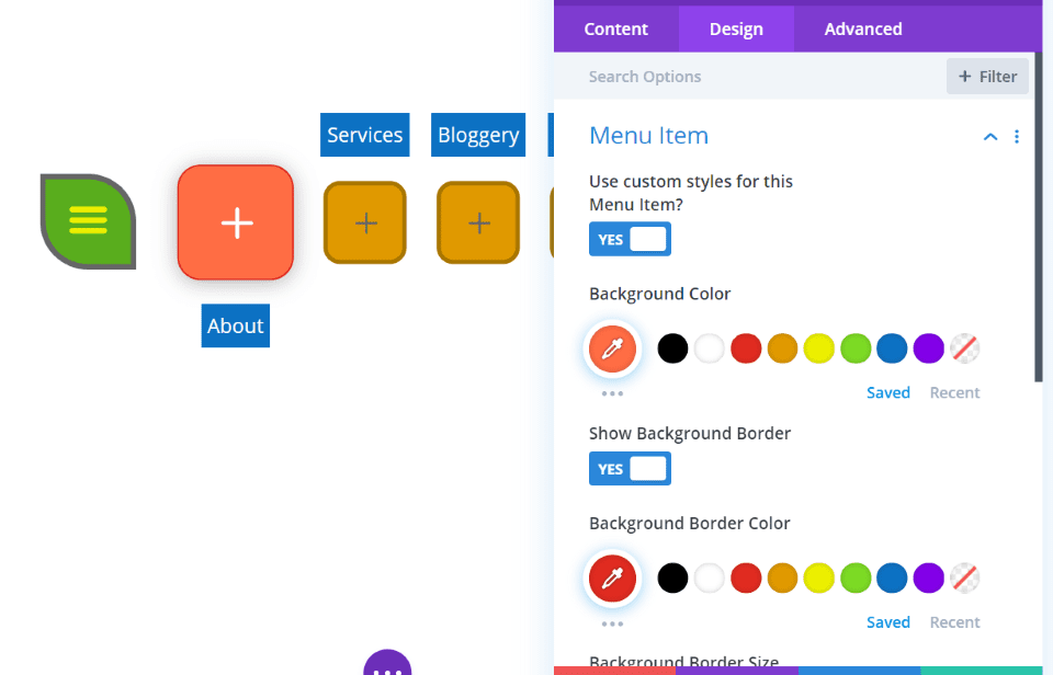 Submenu Content and Display Settings