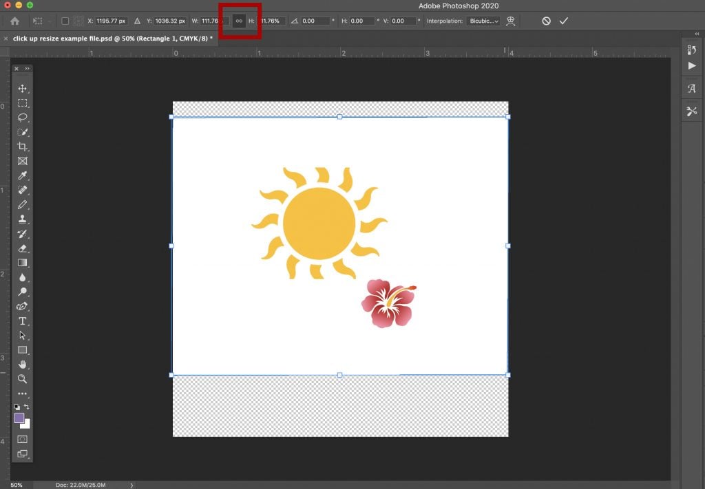 how to resize an object in photoshop