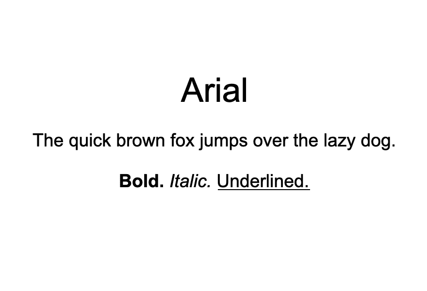 An example of the Arial font.