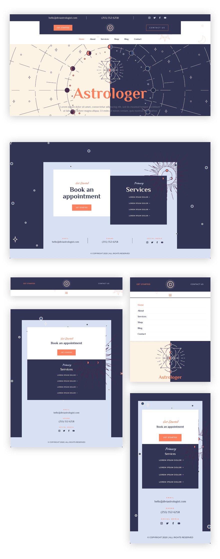 divi astrologer header and footer template