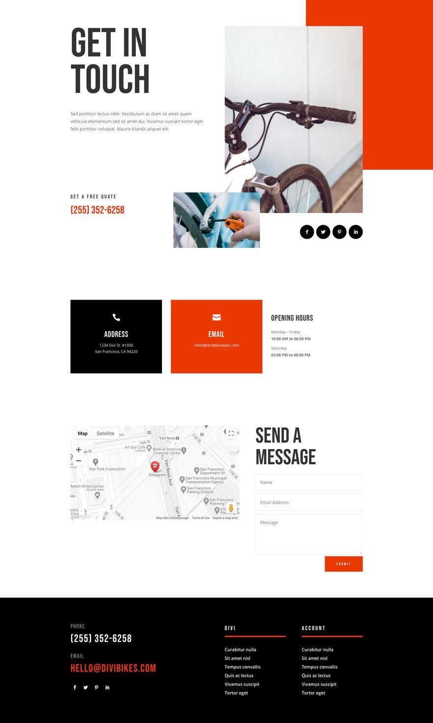 divi bike repair layout pack