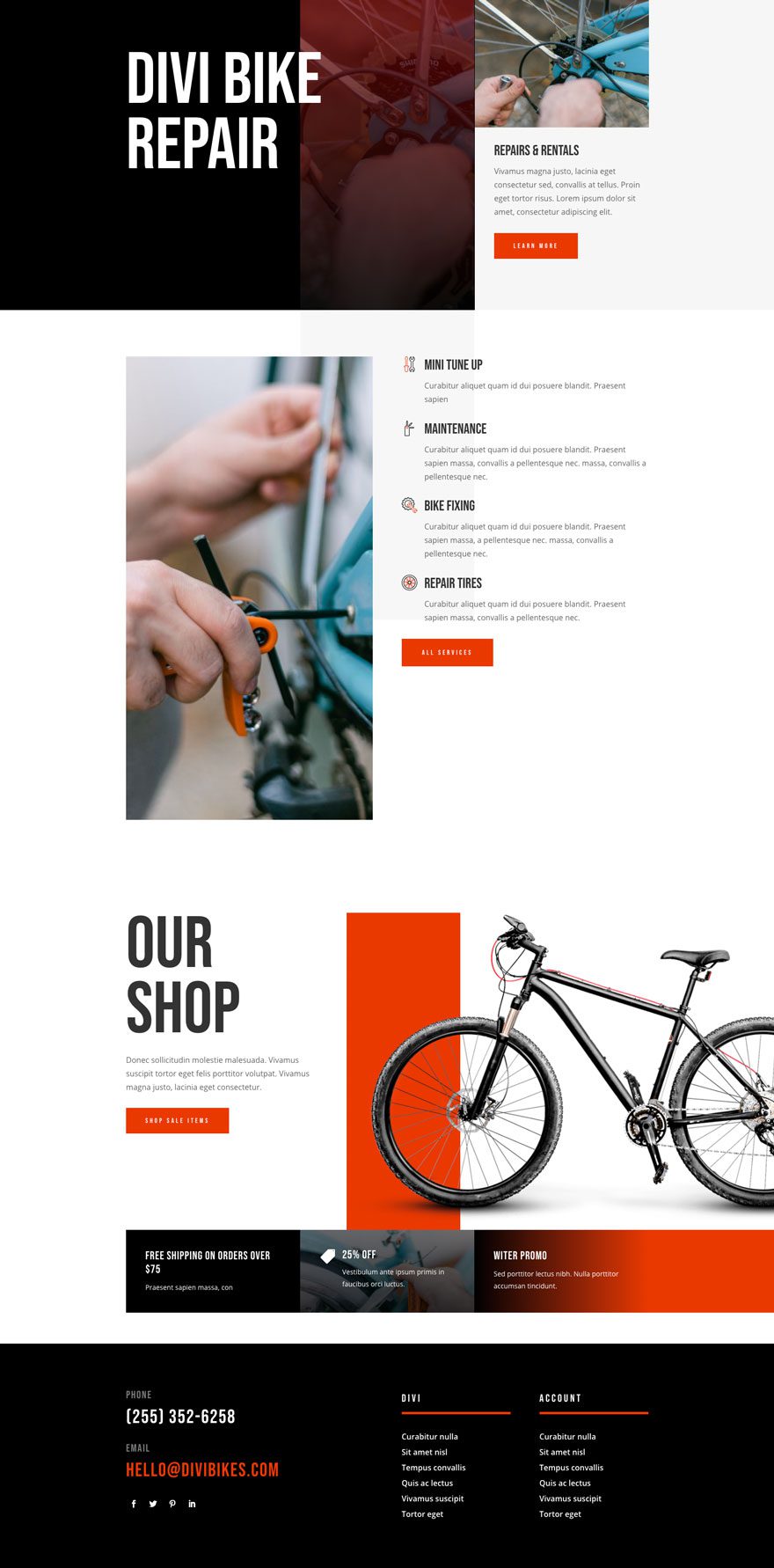 divi bike repair layout pack